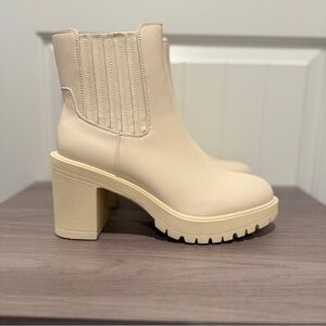 NEW Block Heel Cream Ankle Boots